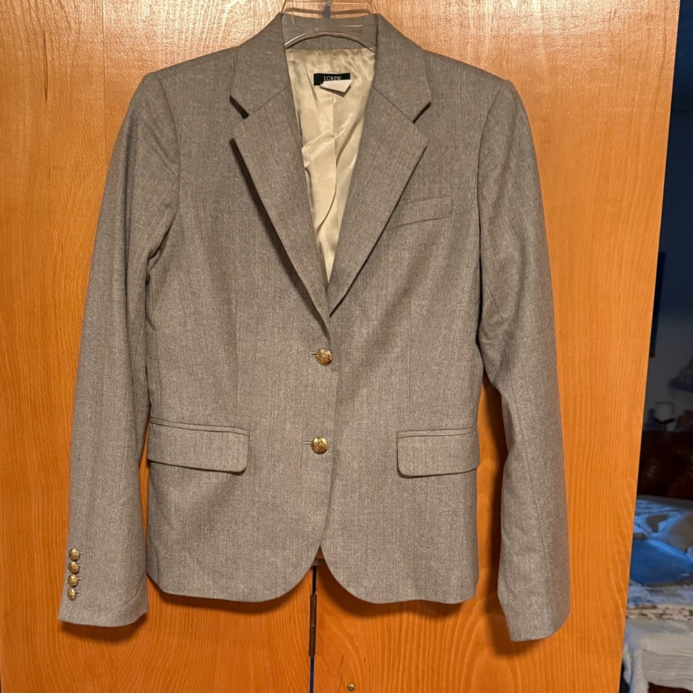 100% Wool J. Crew Prep School Blazer Gray Sz 4 EUC